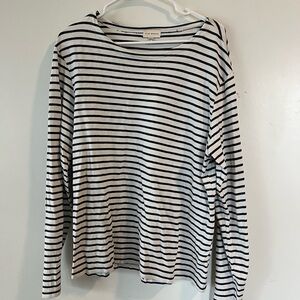 Club Monaco - Navy and White Striped Long Sleeve Shirt